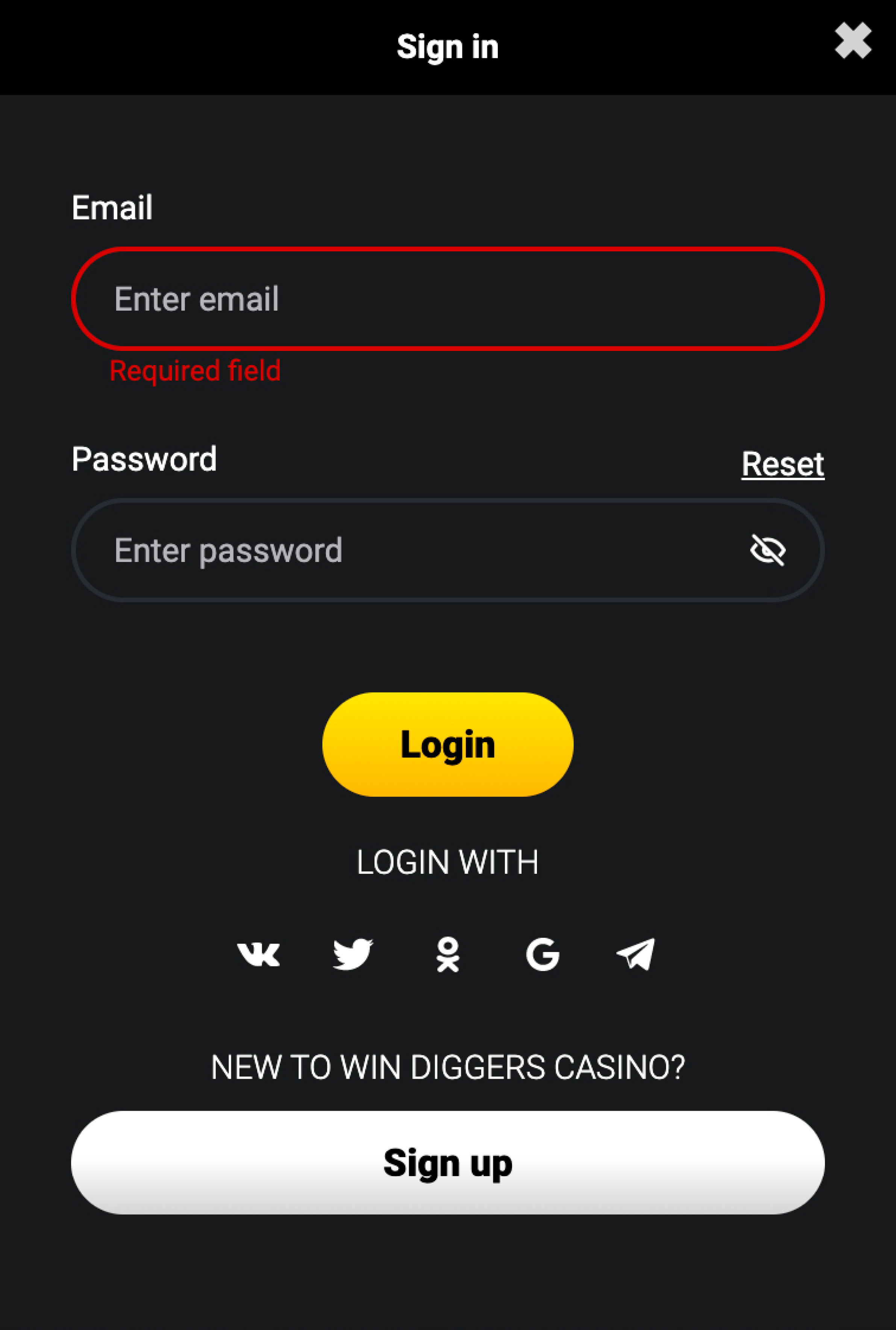 Win Diggers Casino Login